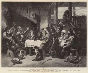 Don Quixote discoursing upon Arms and Letters to the Company at the Inn